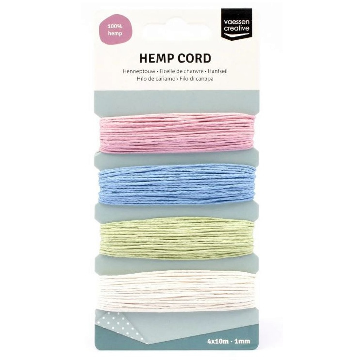 Konopný provázek - pastelový mix (4 × 10 m)