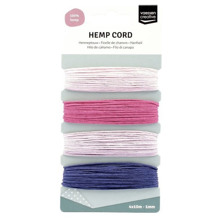 Konopný provázek - růžovo fialový mix (4 × 10 m)