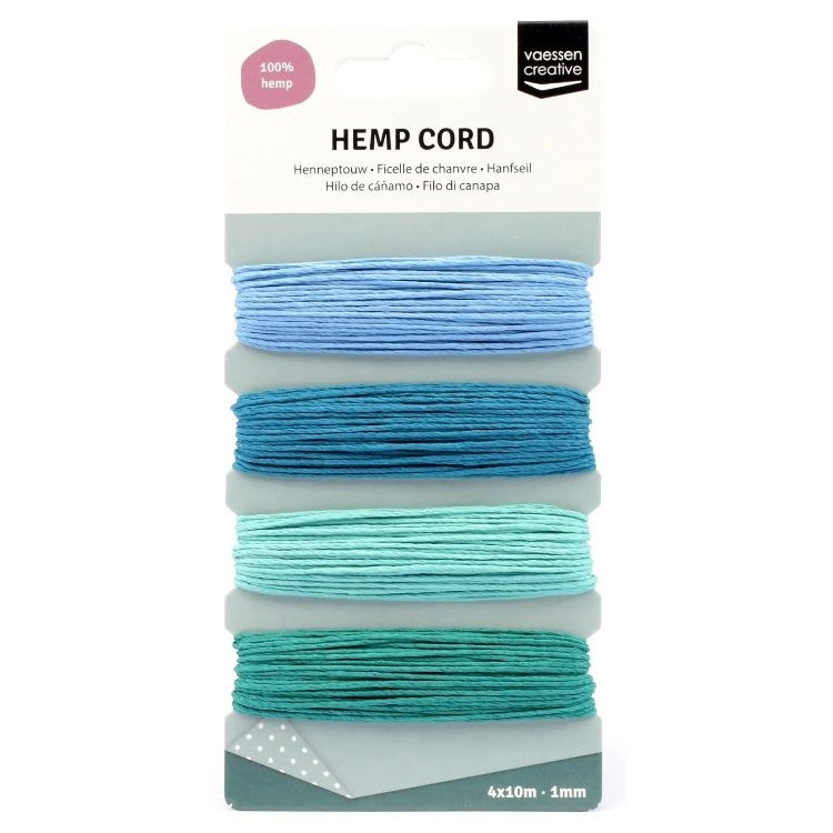 Konopný provázek - modro zelený mix (4 × 10 m)