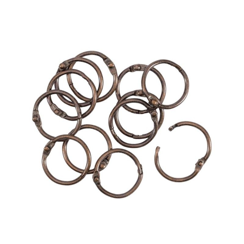 Knihařské kroužky 12ks měděné rozměr vnitřní/vnější 20/24mm
