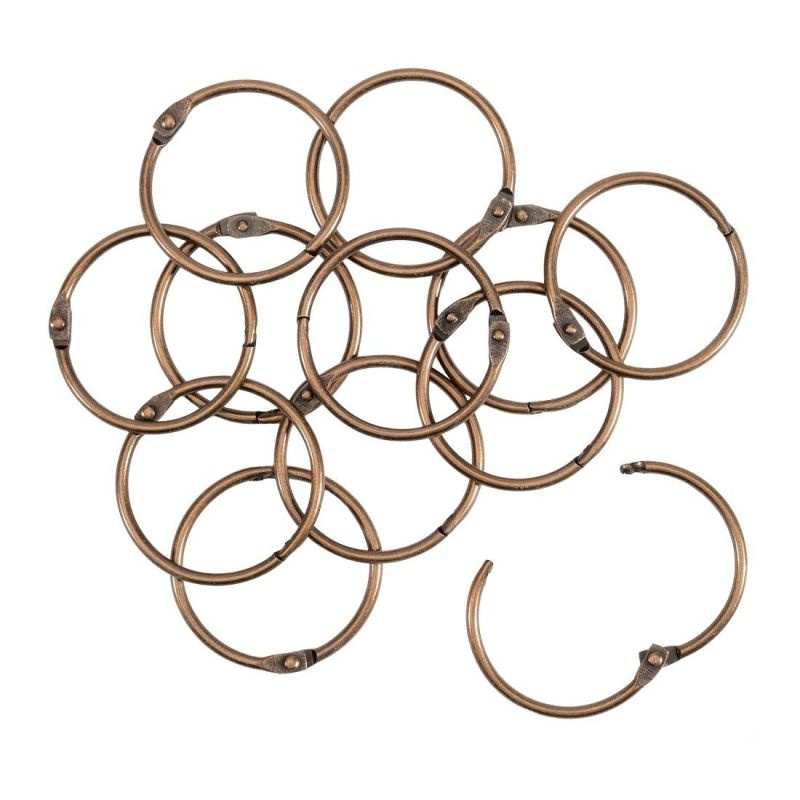 Knihařské kroužky 12ks měděné rozměr vnitřní/vnější 38/44mm