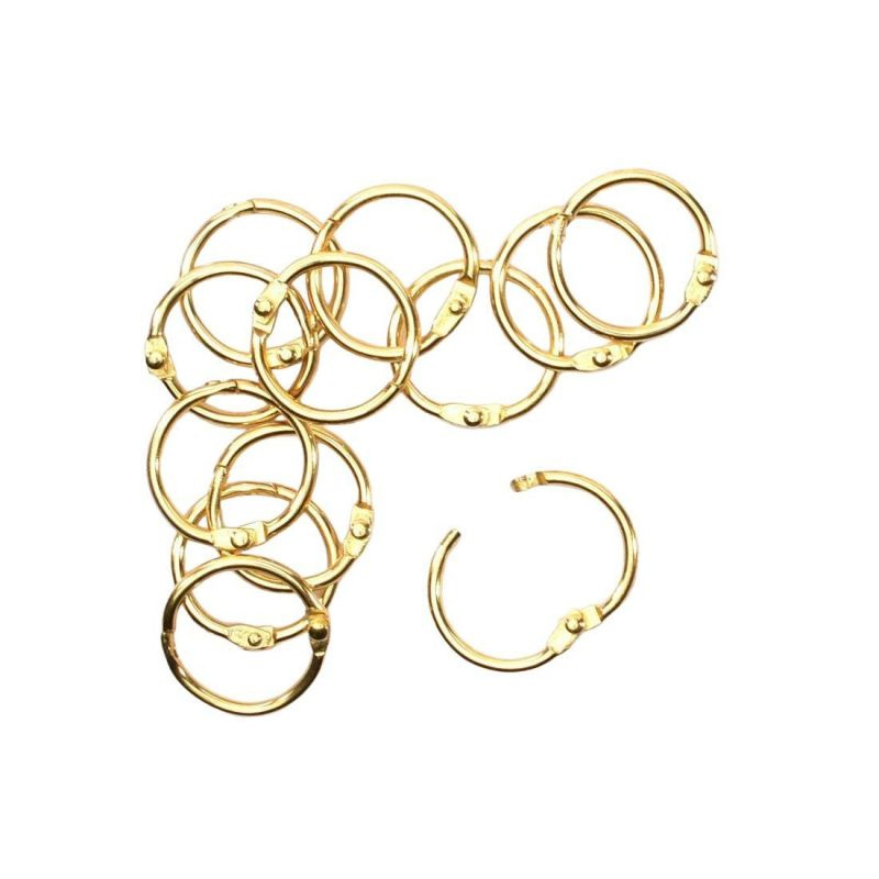 Knihařské kroužky 12ks zlaté rozměr vnitřní/vnější 20/25mm