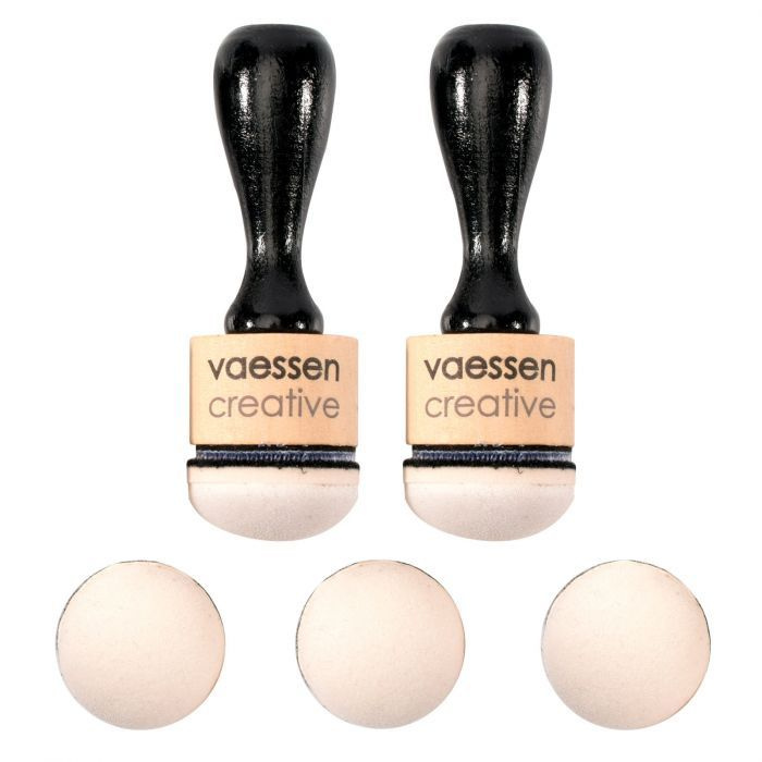 Aplikátor na nanášení inkoustů půlkulatý 2x dřevěný držák + 5 polštářků