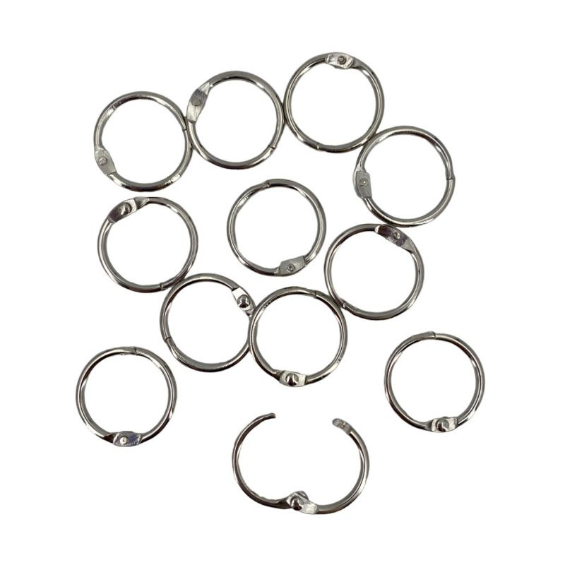 Knihařské kroužky 12ks stříbrné rozměr vnitřní/vnější 20/24mm