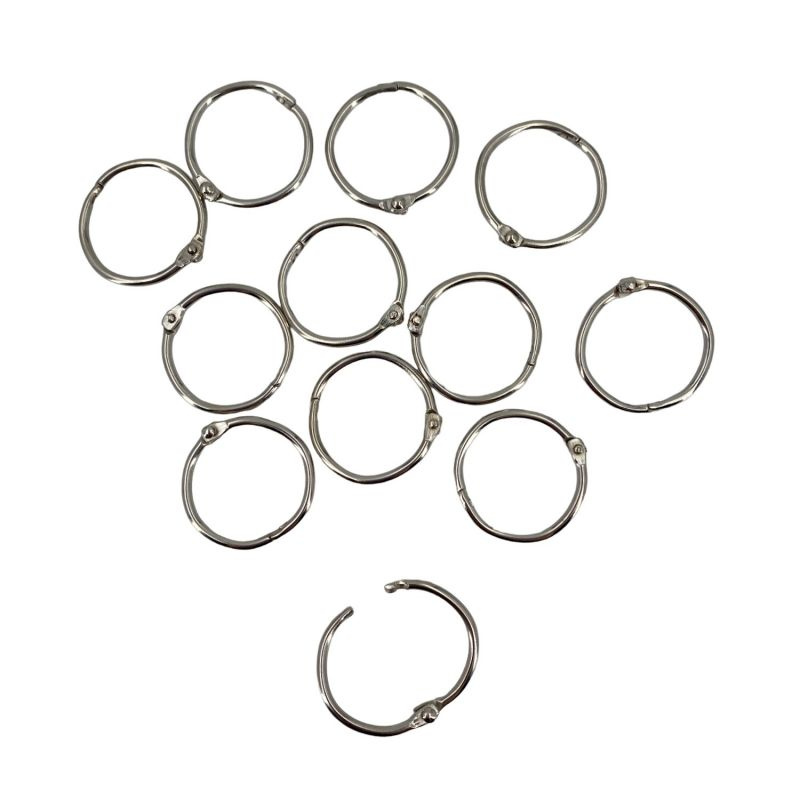 Knihařské kroužky 12ks stříbrné rozměr vnitřní/vnější 25/29mm