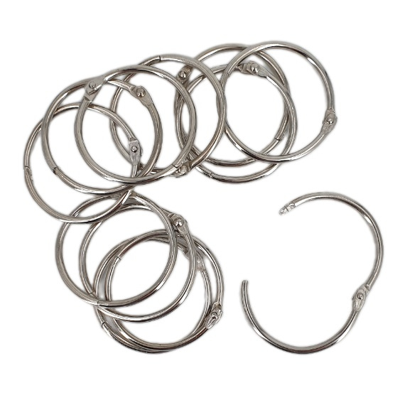 Knihařské kroužky 12ks stříbrné rozměr vnitřní/vnější 37/45mm
