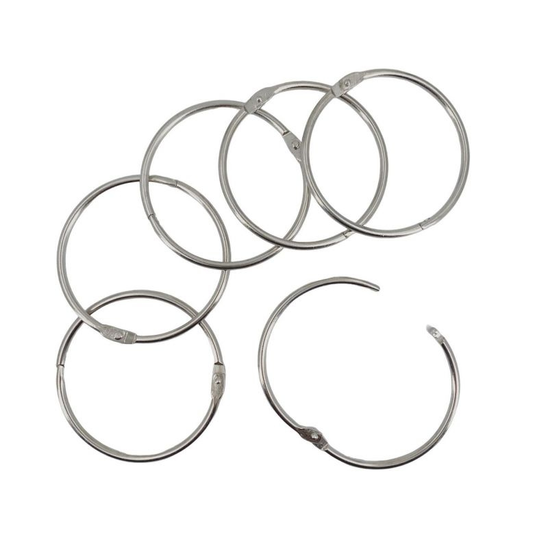 Knihařské kroužky 6ks stříbrné rozměr vnitřní/vnější 75/83mm