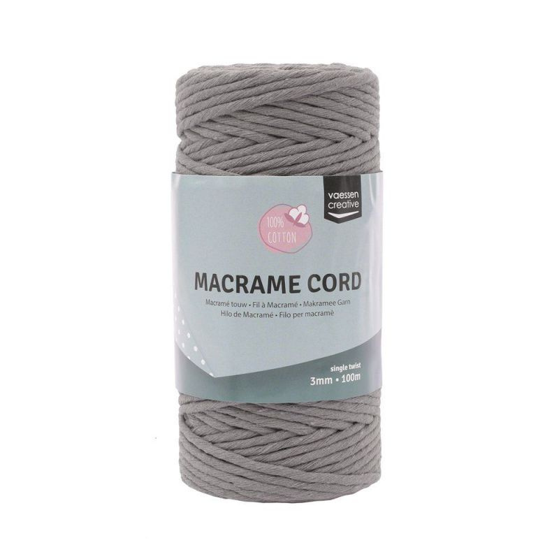 Macramé příze 3mmx100m tmavě šedá