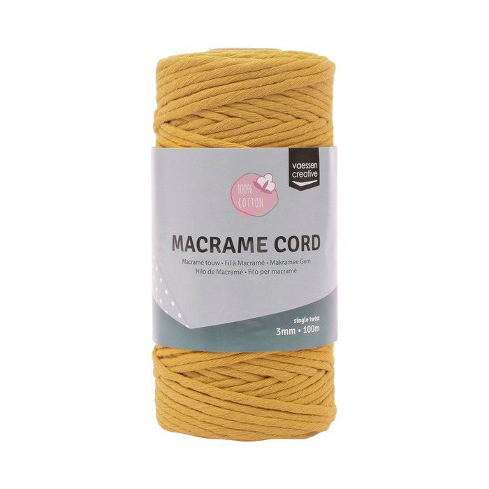 Macramé příze 3mmx100m okrová žlutá
