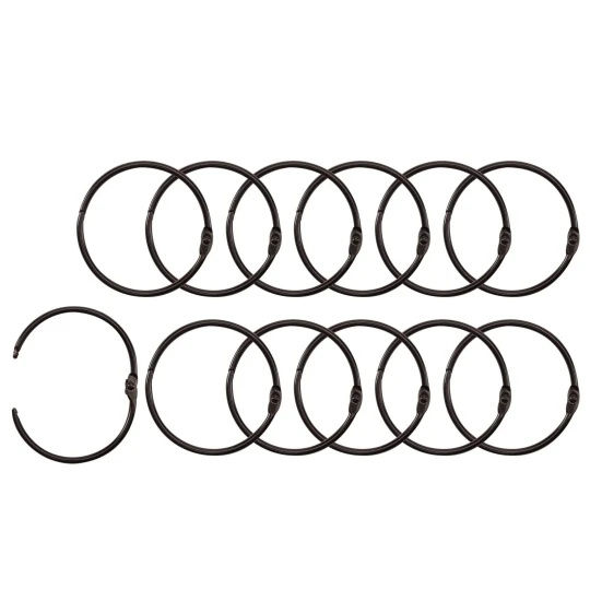 Knihařské kroužky 12ks černé rozměr vnitřní/vnější 49/57mm