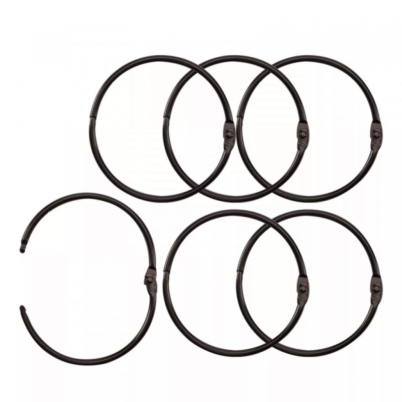 Knihařské kroužky 6ks černé rozměr vnitřní/vnější 73/85mm