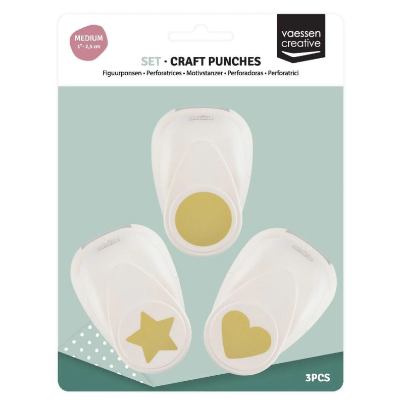 Sada 3ks raznic kruh, hvězda, srdce 2,2cm; 2,4cm; 2,5cm