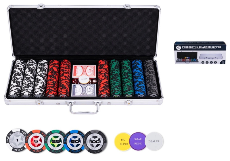 Sada na poker v kufříku, nízké hodnoty