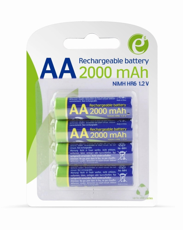 Akumulátory AA NiMH 2000 mAh přednabité – blister 4 ks