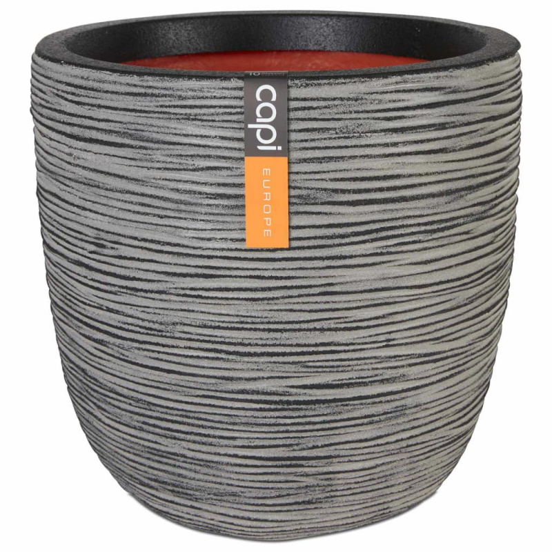 Capi Kulatý Květináč Nature Rib Antracitový Kofz932 - Černá / 43 x 41 cm