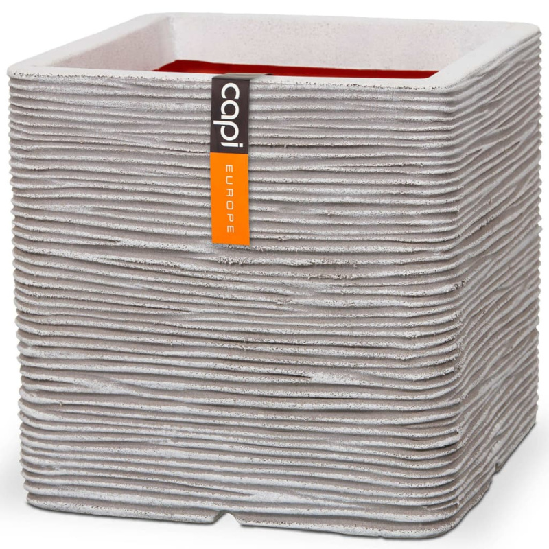 Capi Květináč Nature Rib Čtvercový Slonovinový Kofi903 - Slonovinová / 30 x 30 cm