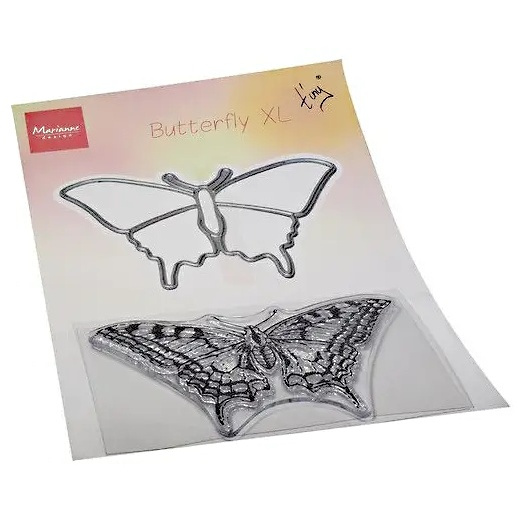 Motýl - vyřezávací kovová šablona (1ks) a silikonové gelové razítko (1ks)