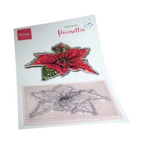 Vánoční hvězda - vyřezávací kovová šablona (1ks) a silikonové gelové razítko (1ks)