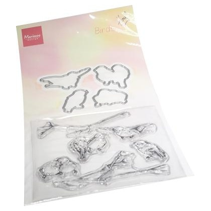 Ptáčci - vyřezávací kovové šablony (4ks) a silikonová gelová razítka (6ks)