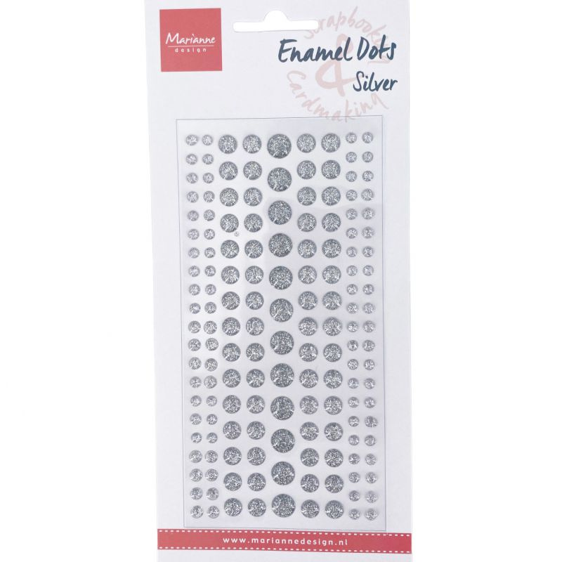 Enamelové samolepicí tečky (156ks) třpytivé stříbrné