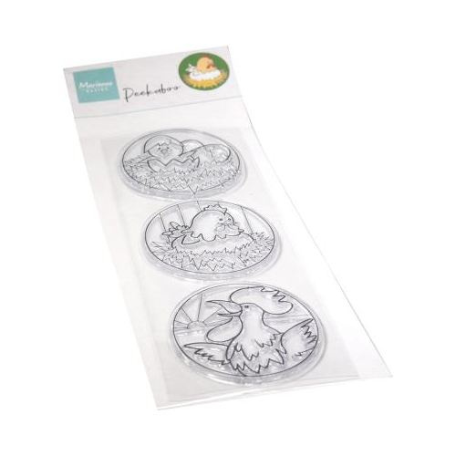 Kohout, slepice a kuře - silikonová gelová razítka sada (3ks)