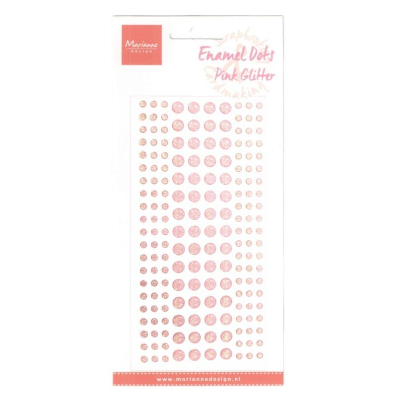 Enamelové samolepicí tečky (186ks) třpytivé růžové