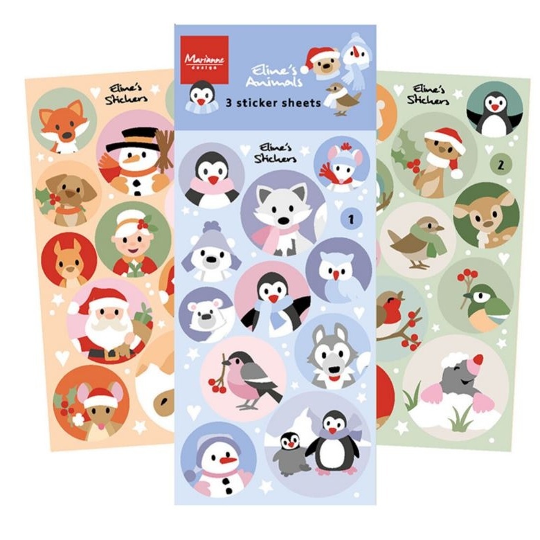 Samolepky 10x18,5cm - Zvířátka v kolečku zima