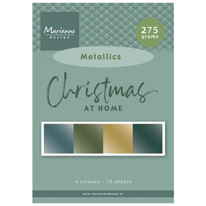 Sada jednostranných metalických papírů A5 Christmas at home