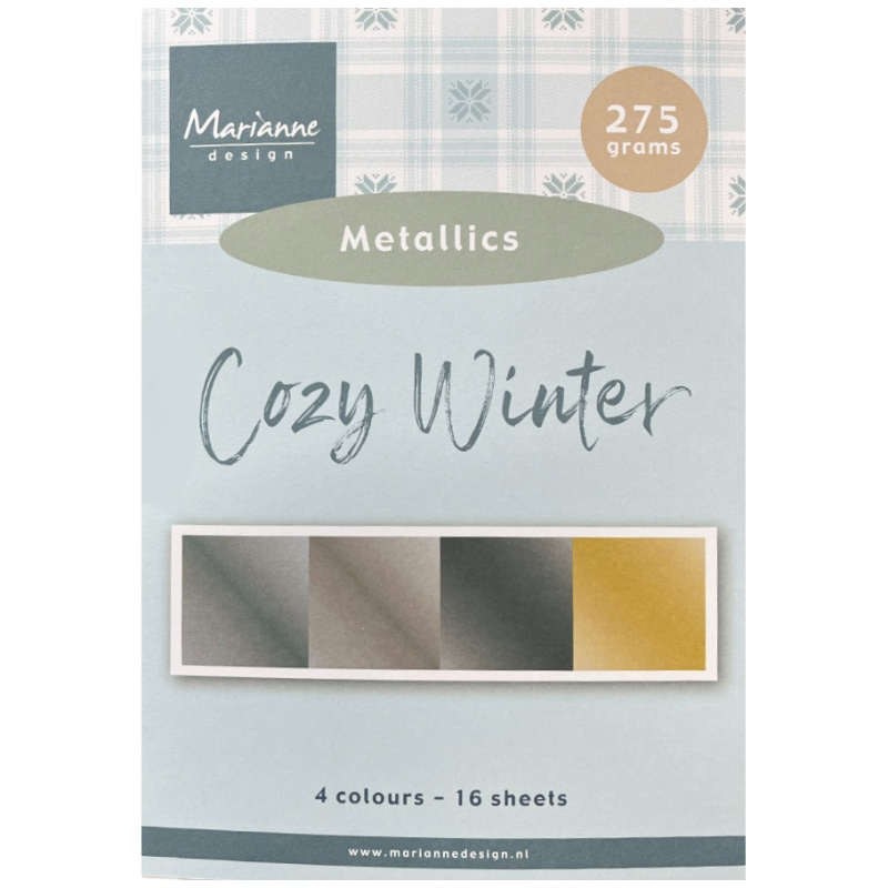 Sada jednostranných metalických papírů A5 Cozy Winter