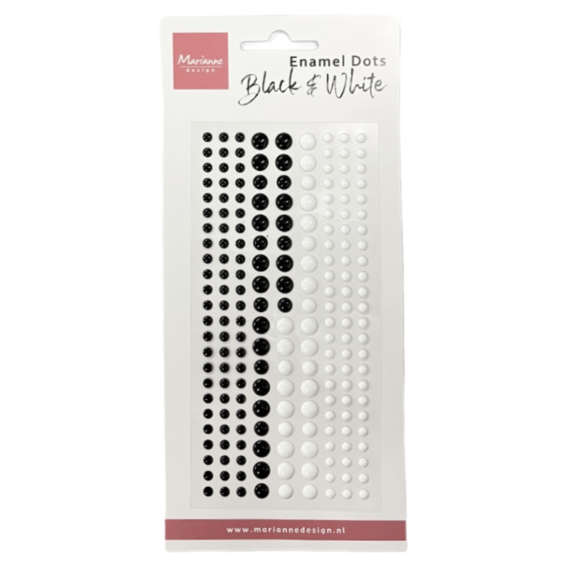 Enamelové samolepicí tečky (198ks) černé a bílé