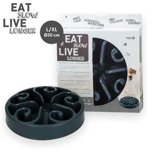 Misky, fontány & láhve pro psy - Eat Slow Live Longer Original Grey L