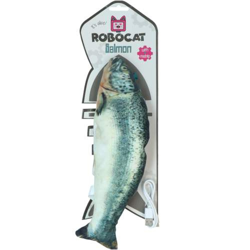 ROBOCAT Fish Salmon madnip USB hračka pro kočky 30 cm