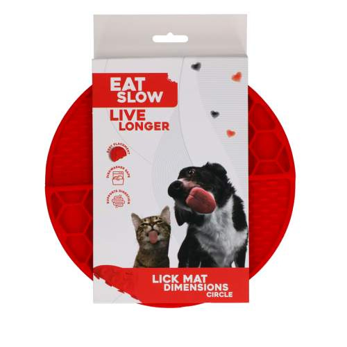Hračka pro psy - Eat Slow Live Longer Lick Mat Dimensions Circle Red