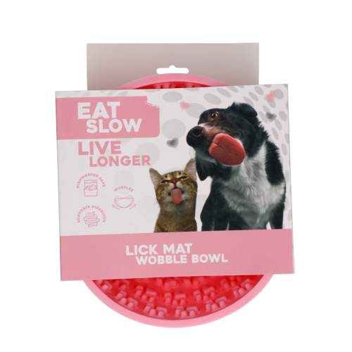 Hračka pro psy - Eat Slow Live Longer Lick Mat Wobble Bowl Pink