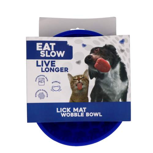Hračka pro psy - Eat Slow Live Longer Lick Mat Wobble Bowl Blue