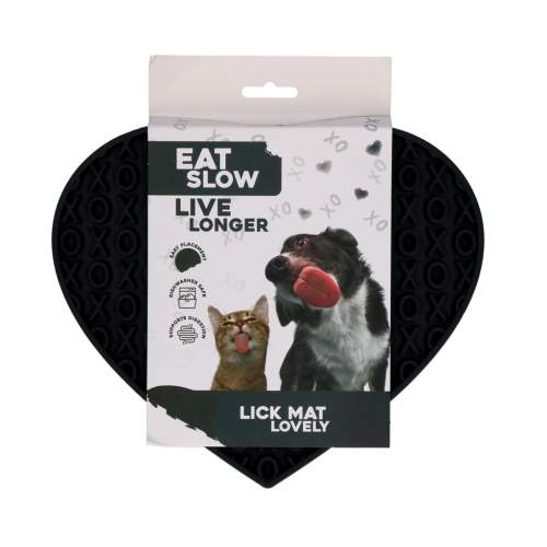 Hračka pro psy - Eat Slow Live Longer Lick Mat Lovely Heart Grey