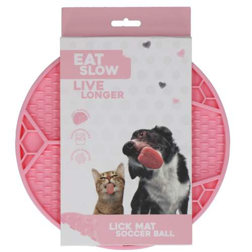 Hračka pro psy - Eat Slow Live Longer Lick Mat Soccer Ball Pink