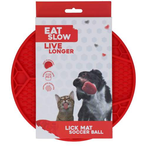 Hračka pro psy - Eat Slow Live Longer Lick Mat Soccer Ball Red