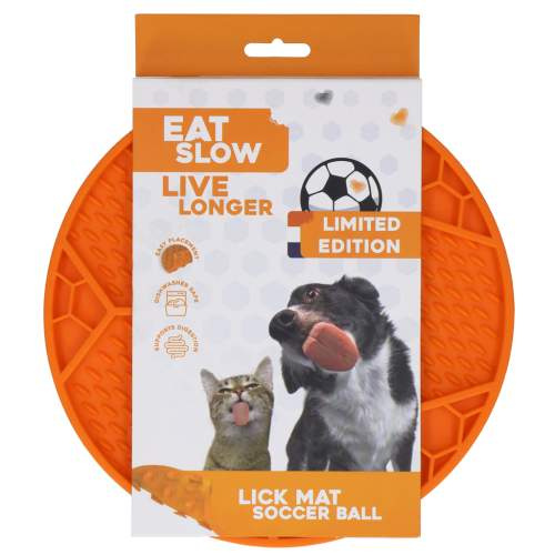 Hračka pro psy - Eat Slow Live Longer Lick Mat Soccer Ball Orange (Limited Edition EC)