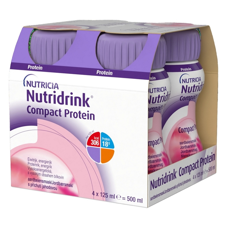 NUTRIDRINK COMPACT PROTEIN S PŘÍCHUTÍ JAHODOVOU perorální roztok 4X125ML