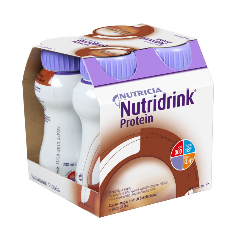 NUTRIDRINK PROTEIN S PŘÍCHUTÍ ČOKOLÁDOVOU perorální roztok 4X200ML