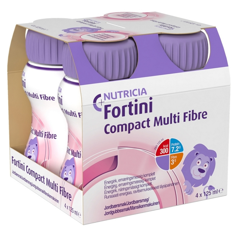 FORTINI Compact multi fibre s příchutí jahodovou 4 x 125 ml