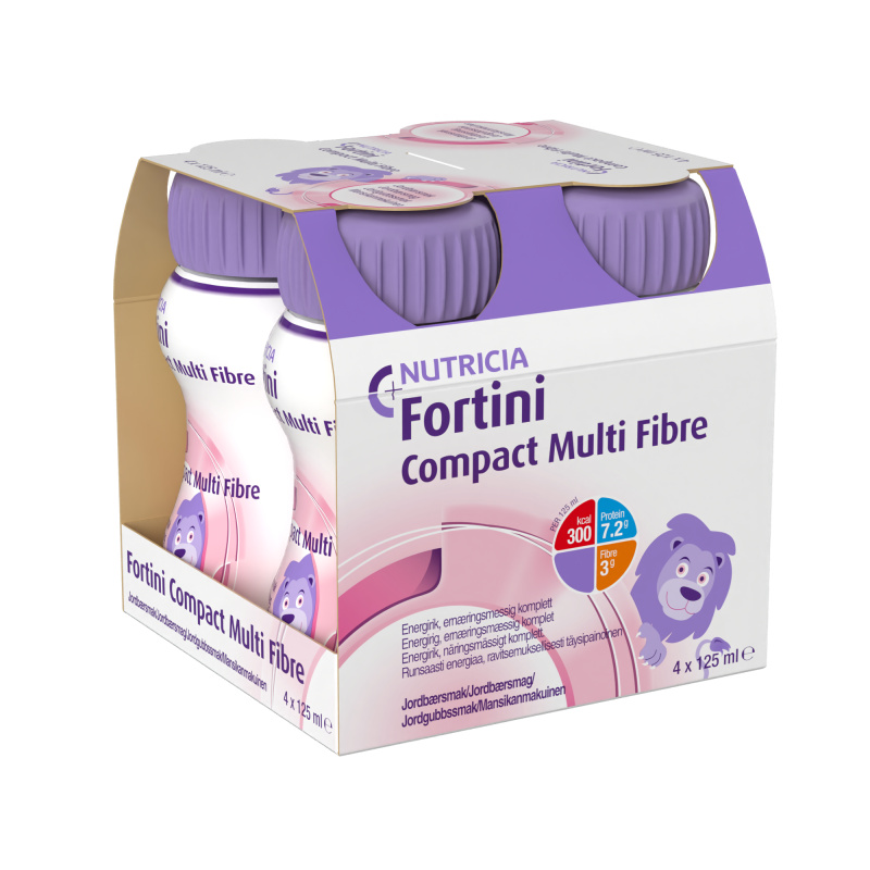FORTINI Compact multi fibre s příchutí jahodovou 4 x 125 ml