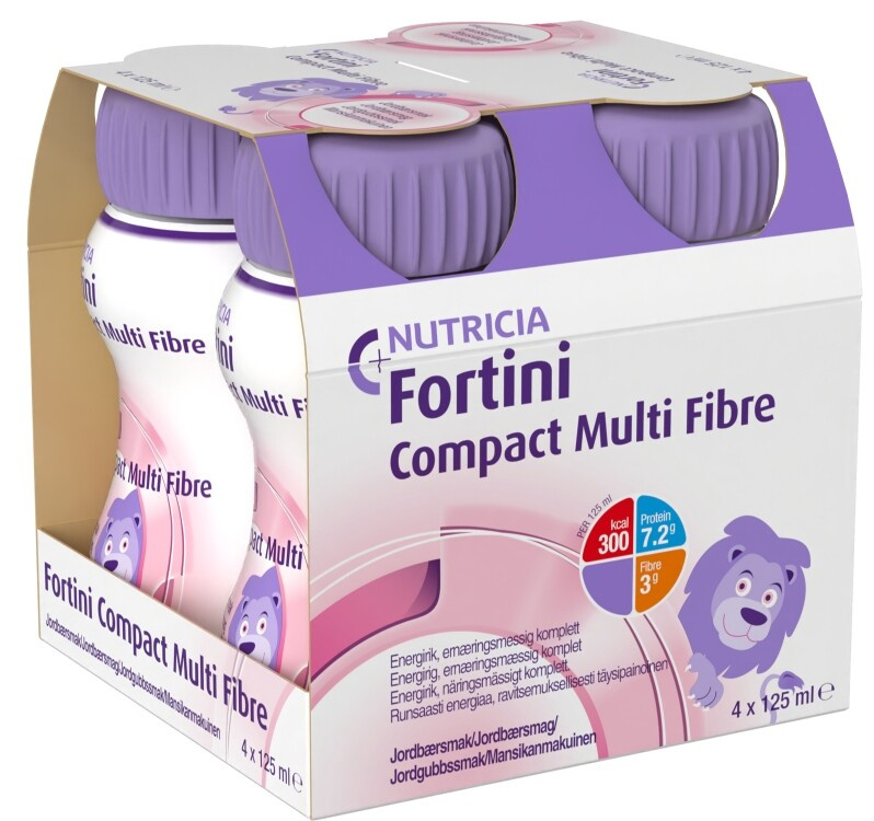 FORTINI Compact multi fibre s příchutí jahodovou 4 x 125 ml