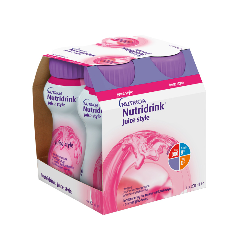 NUTRIDRINK Juice style příchuť jahoda 4 x 200 ml