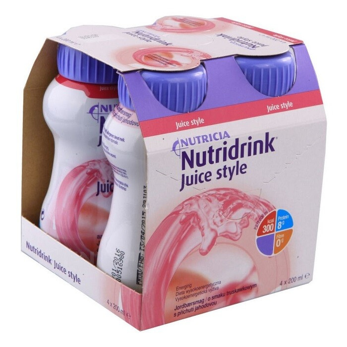 NUTRIDRINK Juice style příchuť jahoda 4 x 200 ml