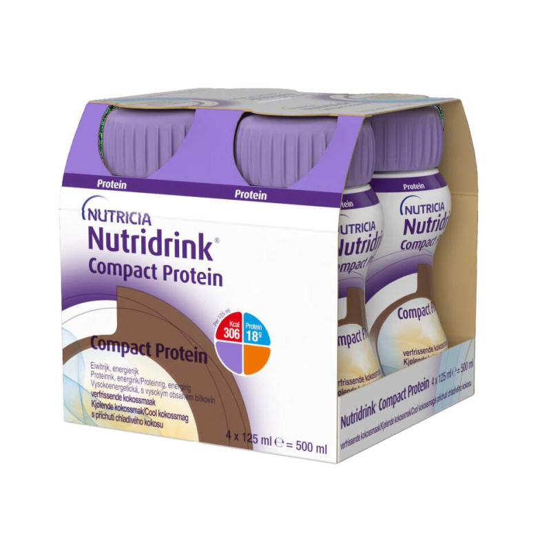 NUTRIDRINK Compact protein příchuť chladivého kokosu 4 x 125 ml