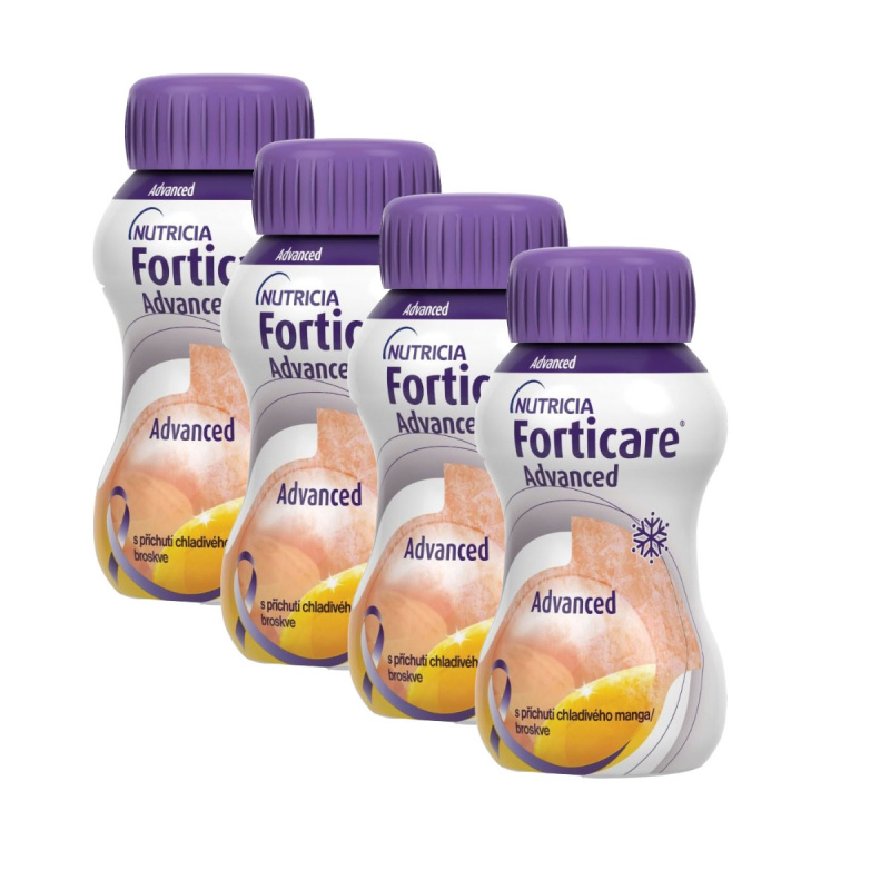 FORTICARE Advanced příchuť chladivého mango/broskev 4 x 125 ml