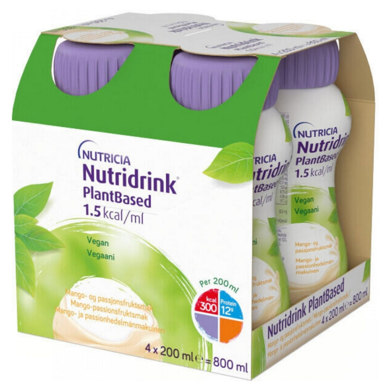 NUTRIDRINK PLANTBASED S PŘÍCHUTÍ MANGO/MARAKUJA perorální roztok 4X200ML