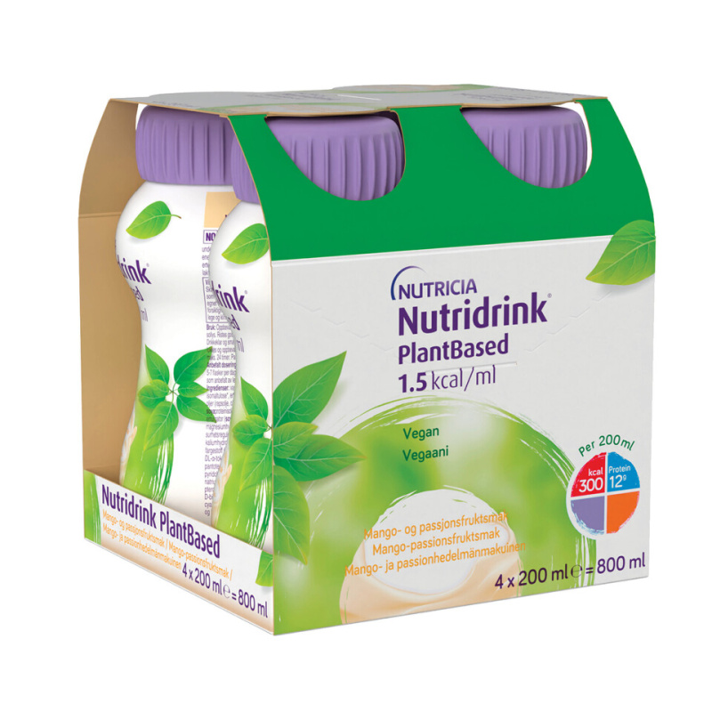 NUTRIDRINK PLANTBASED S PŘÍCHUTÍ MANGO/MARAKUJA perorální roztok 4X200ML